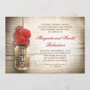 rustic mason jar wedding anniversary invitations