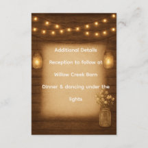 Rustic Mason Jar Wedding Details Insert