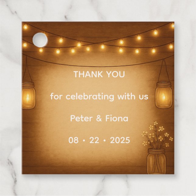 Rustic Mason Jar Wedding Favour Tag (Front)