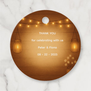 Rustic Mason Jar Wedding Favour Tag