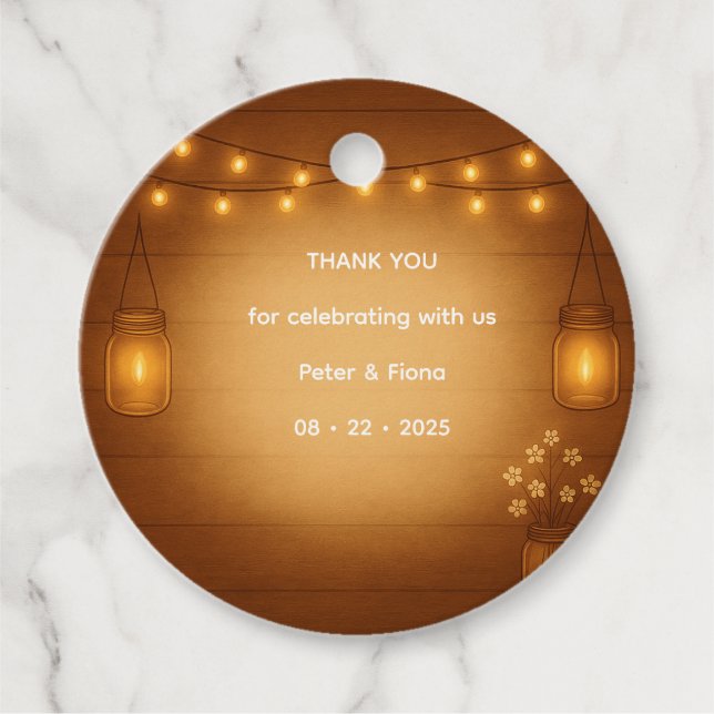 Rustic Mason Jar Wedding Favour Tag (Front)