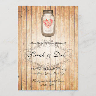 Rustic Mason Jar Wedding Invitation