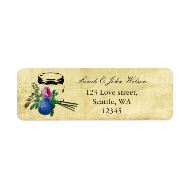 rustic mason jar wedding ,return address label (Front)