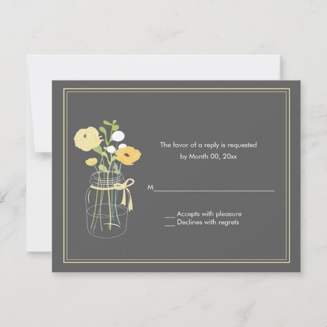 Rustic Mason Jar Wedding RSVP Response Cards (Front)