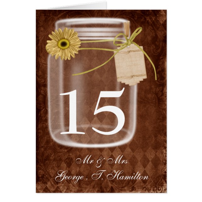 rustic mason jar wedding table numbers (Front)