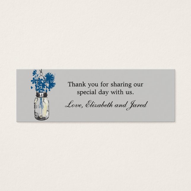 Rustic Mason Jar & Wildflowers Favour Tag (Front)