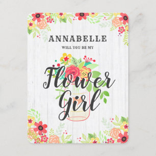 Rustic Mason Jar Will You Be My Flower Girl Invitation