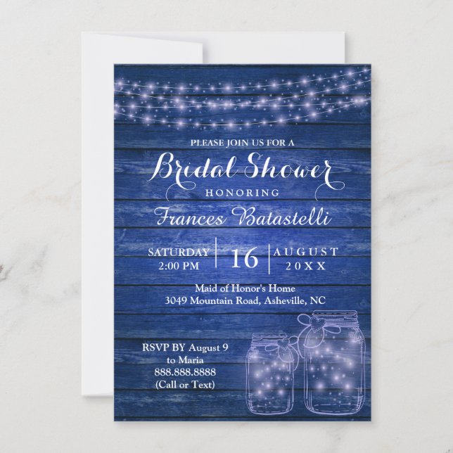 Rustic Mason Jars Evening Wedding Bridal Shower Invitation (Front)