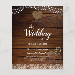 Rustic Mason Jars Lights Lace Gypsophilia WEDDING Flyer