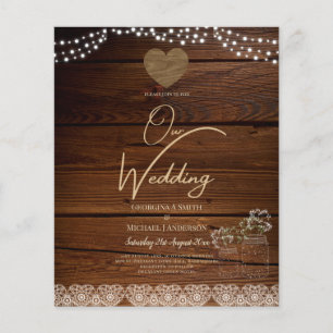 Rustic Mason Jars Lights Lace Gypsophilia WEDDING Flyer