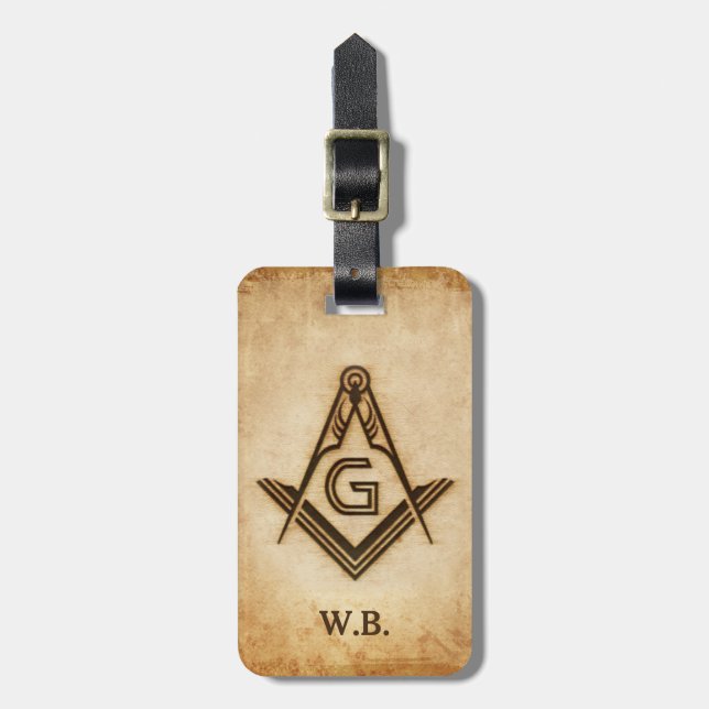 Rustic Masonic Luggage Tags | Freemason Gifts (Front Vertical)