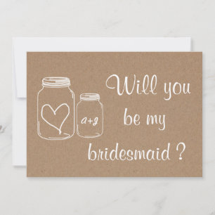 Rustic Masonjar Heart Will You Be My Bridesmaid ? Invitation