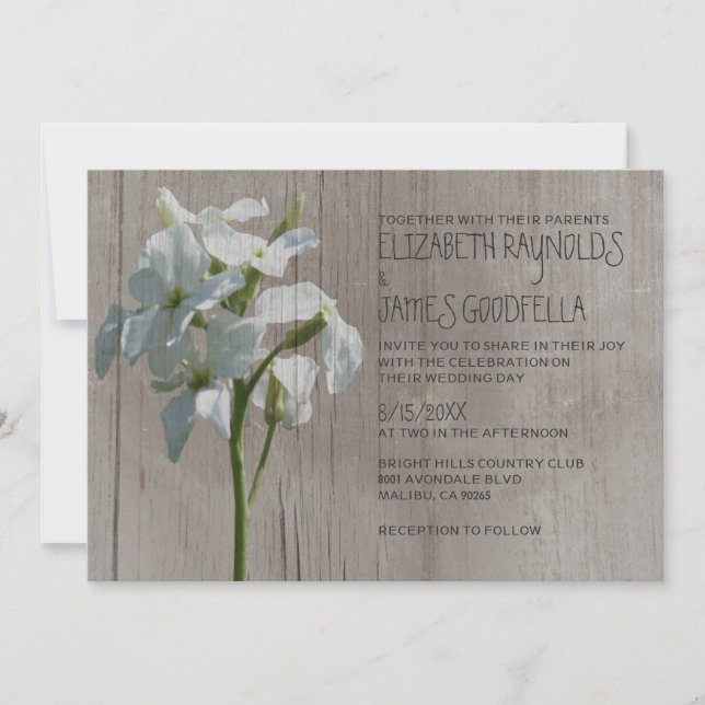 Rustic Matthiola Wedding Invitations (Front)