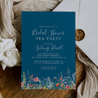 Rustic Meadow Botanical Bridal Shower Tea Party Invitation