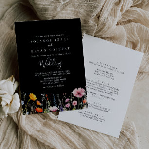 Rustic Meadow Botanical Front & Back Wedding Invitation