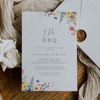 Rustic Meadow Botanical I Do BBQ Engagement Party Invitation