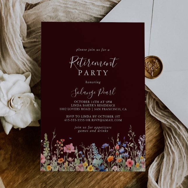 Rustic Meadow Botanical Retirement Party Invitation (Creator Uploaded)