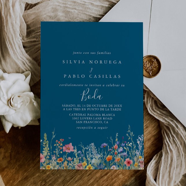 Rustic Meadow Botanical Spanish Wedding Invitation (Creator Uploaded)