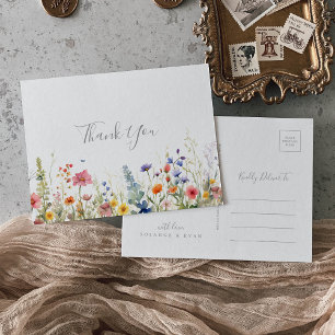 Rustic Meadow Botanical Thank You Postcard