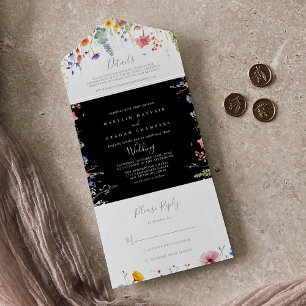 Rustic Meadow Botanical Wedding     All In One Invitation