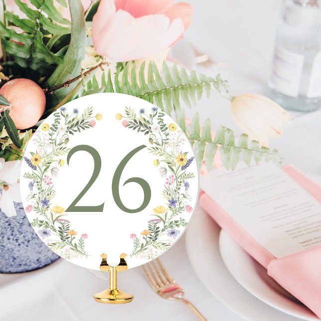 Rustic Meadow Flower Summer Wedding Table Number (Creator Uploaded)