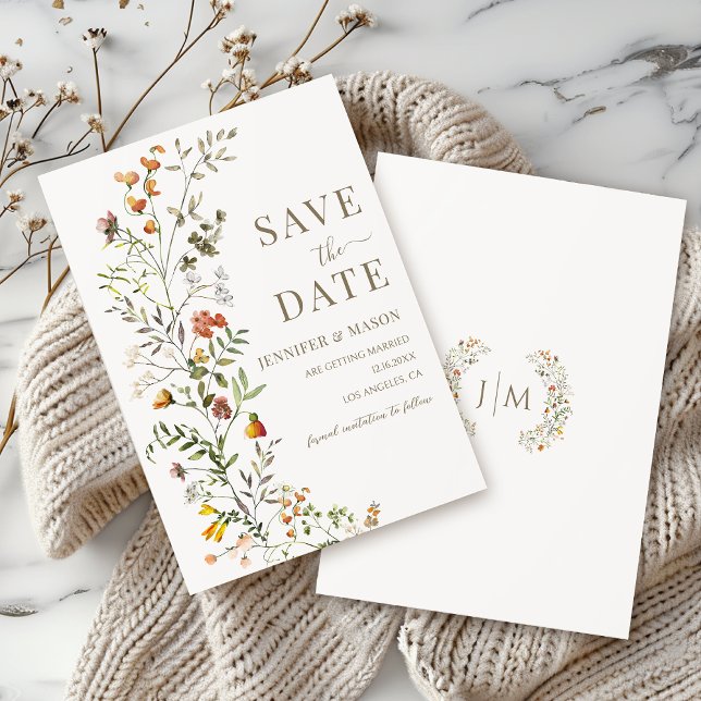 Rustic Meadow Flower   Wreath Save The Date Invitation (Creator Uploaded)