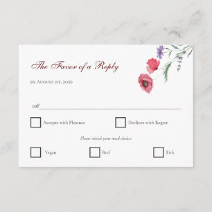 Rustic Meadow Poppy & Lavender Watercolor Wedding Enclosure Card
