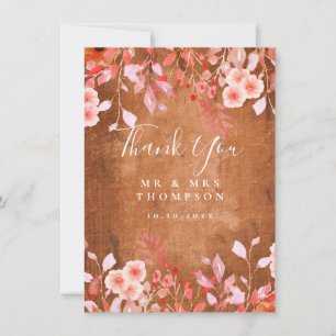 Rustic Meadow Wildflowers Floral Wedding Thank You Card
