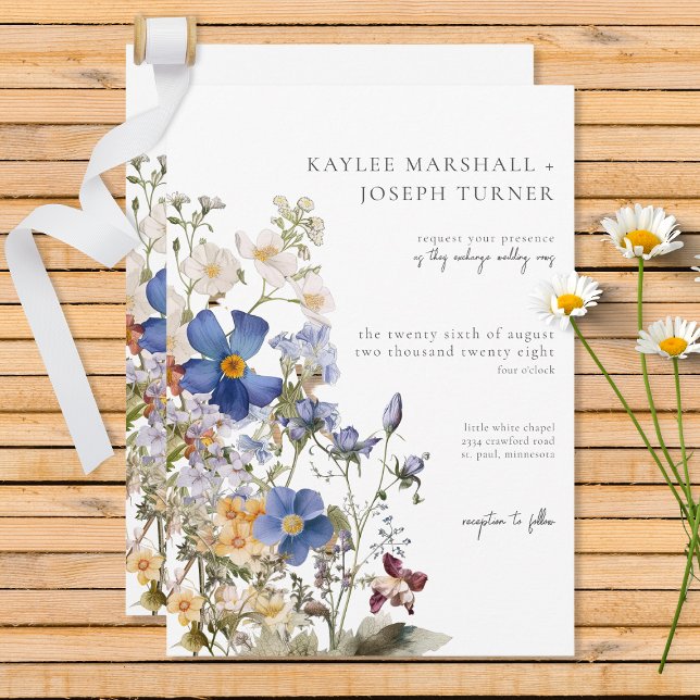 Rustic Meadow Wildflowers Purple Watercolor Invitation (Creator Uploaded)