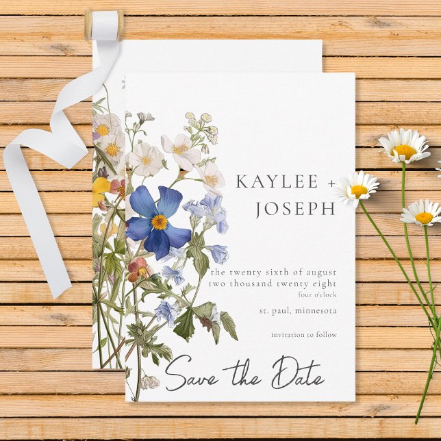 Rustic Meadow Wildflowers Purple Watercolor Save The Date (Creator Uploaded)