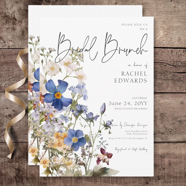 Rustic Meadow Wildflowers Watercolor Bridal Brunch Invitation (Rustic Meadow Wildflowers Watercolor Bridal Brunch Invitation)