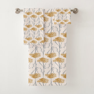 Rustic Meadow Yarrow Wildflower Botanical Ochre Bath Towel Set
