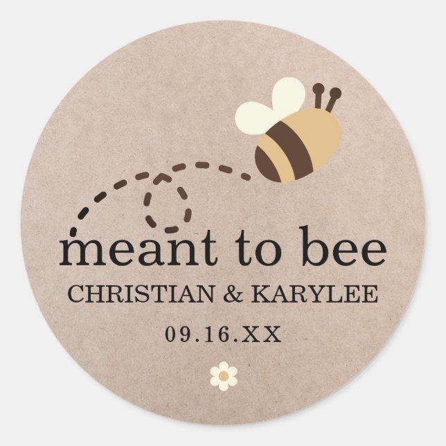 Rustic Meant To Bee Wedding Classic Round Sticker (Front)