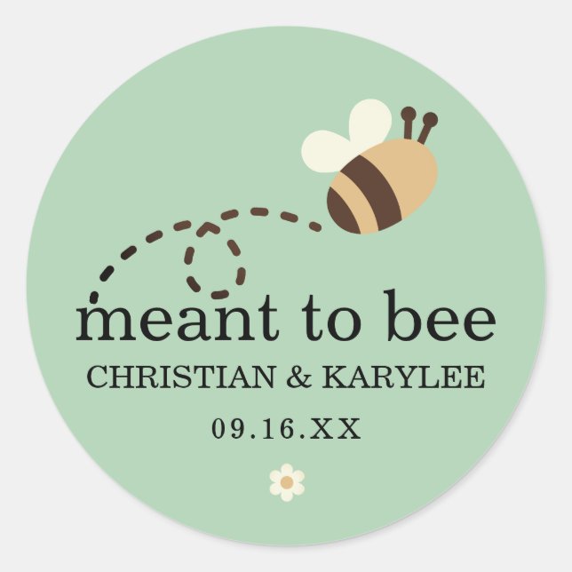 Rustic Meant To Bee Wedding Classic Round Sticker (Front)
