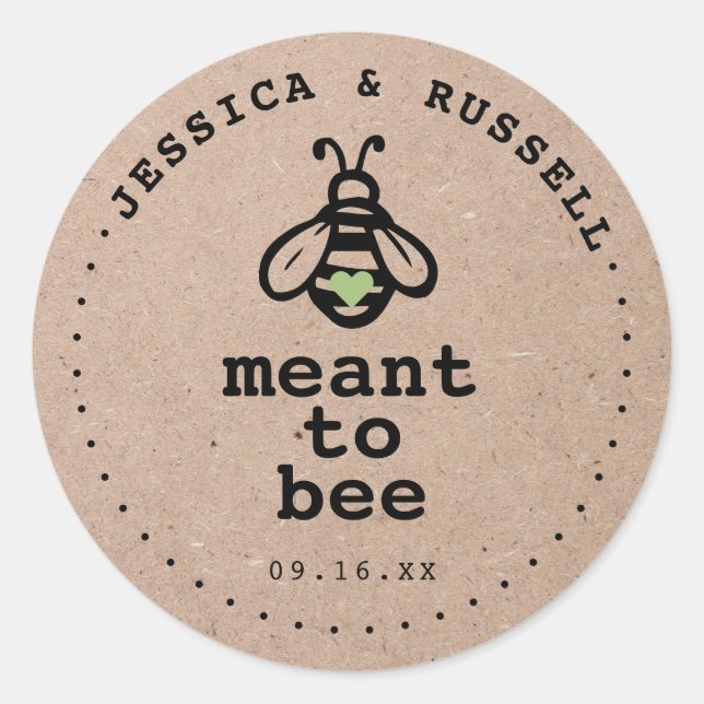 Rustic Meant To Bee Wedding Classic Round Sticker (Front)
