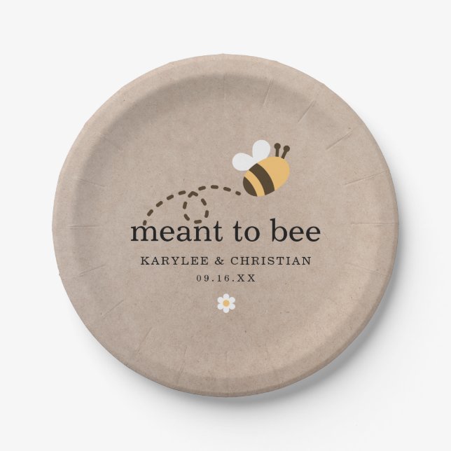 Rustic Meant To Bee Wedding Paper Plate (Front)