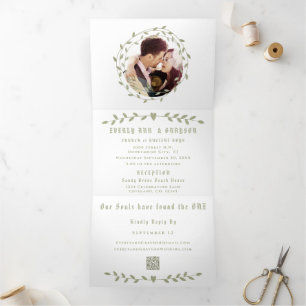 Rustic Mediaeval Photo Wedding Tri-Fold Invitation