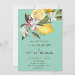 Rustic Mediterranean Lemon Wedding Invitation