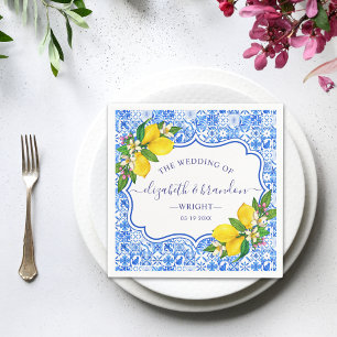 Rustic Mediterranean Tiles Summer Wedding Napkin