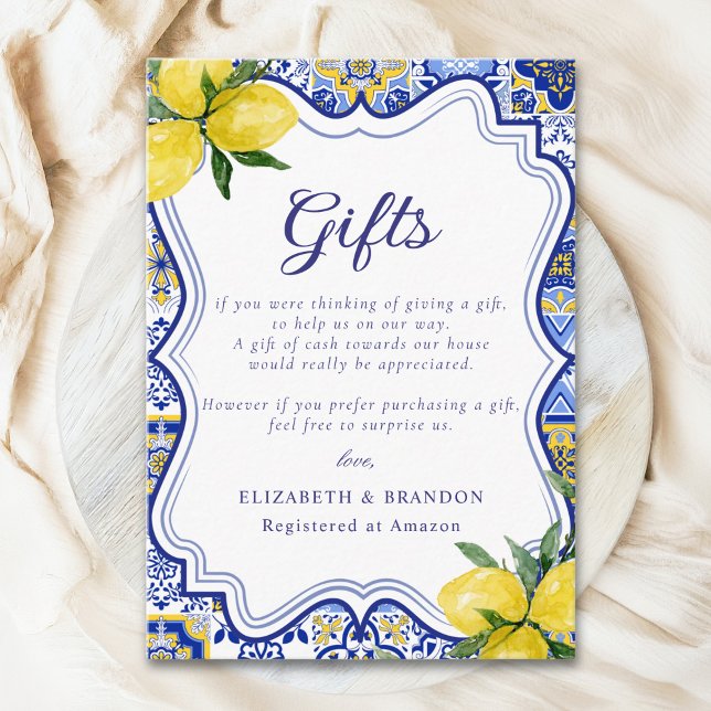 Rustic Meditterranean Wedding with italian tiles Enclosure Card (Creator Uploaded)