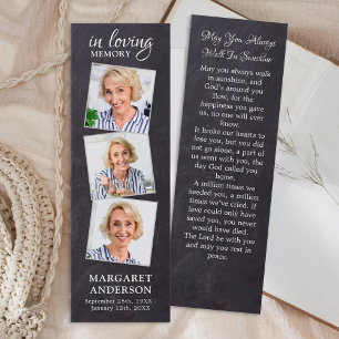 Rustic Memorial 3 Photo Funeral Poem Bookmark