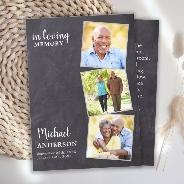 Rustic Memorial 3 Photo Poem Funeral Prayer Card (Creator Uploaded)