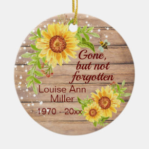 Rustic Memorial Gone But Not Forgotten Sunflower Ceramic Tree Decoration