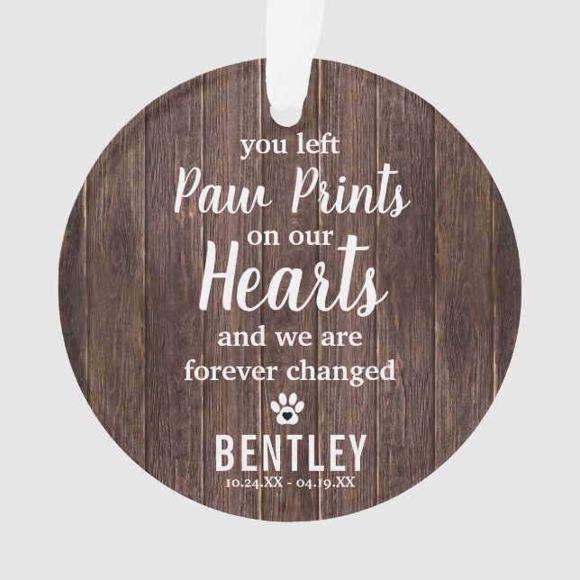 Rustic Memorial Pet Loss Photo Christmas Ornament (Front)