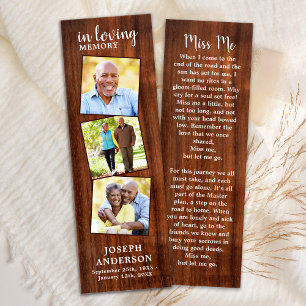 Rustic Memorial Poem 3 Photo Funeral Bookmark