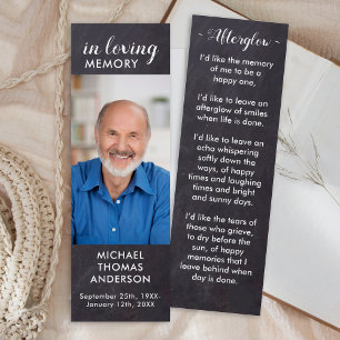 Rustic Memorial Poem Photo Funeral Prayer Bookmark