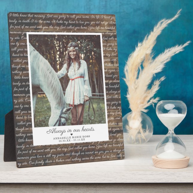 Rustic Memorial Poem | Photo Keepsake Plaque (Side)