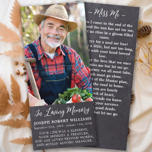 Rustic Memorial Poem Sympathy Funeral Prayer Card