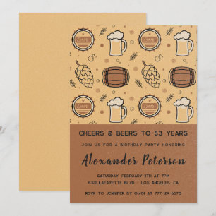  Rustic Men Beer 53rd birthday invitations 