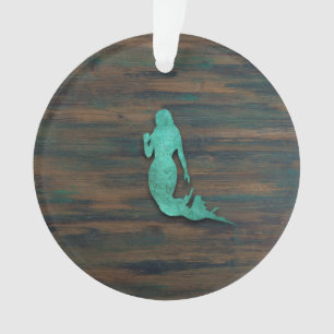 Rustic Mermaid (Teal) Ornament
